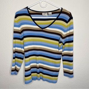 Vintage colorful striped v neck sweater